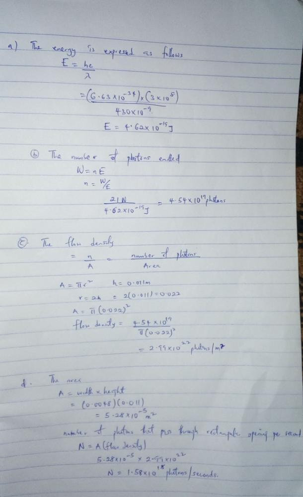 Problem 2: A 21-W Horizontal Beam Of Light Of Wavelength 430 Nm, Travelling At Speed C, Passes Through