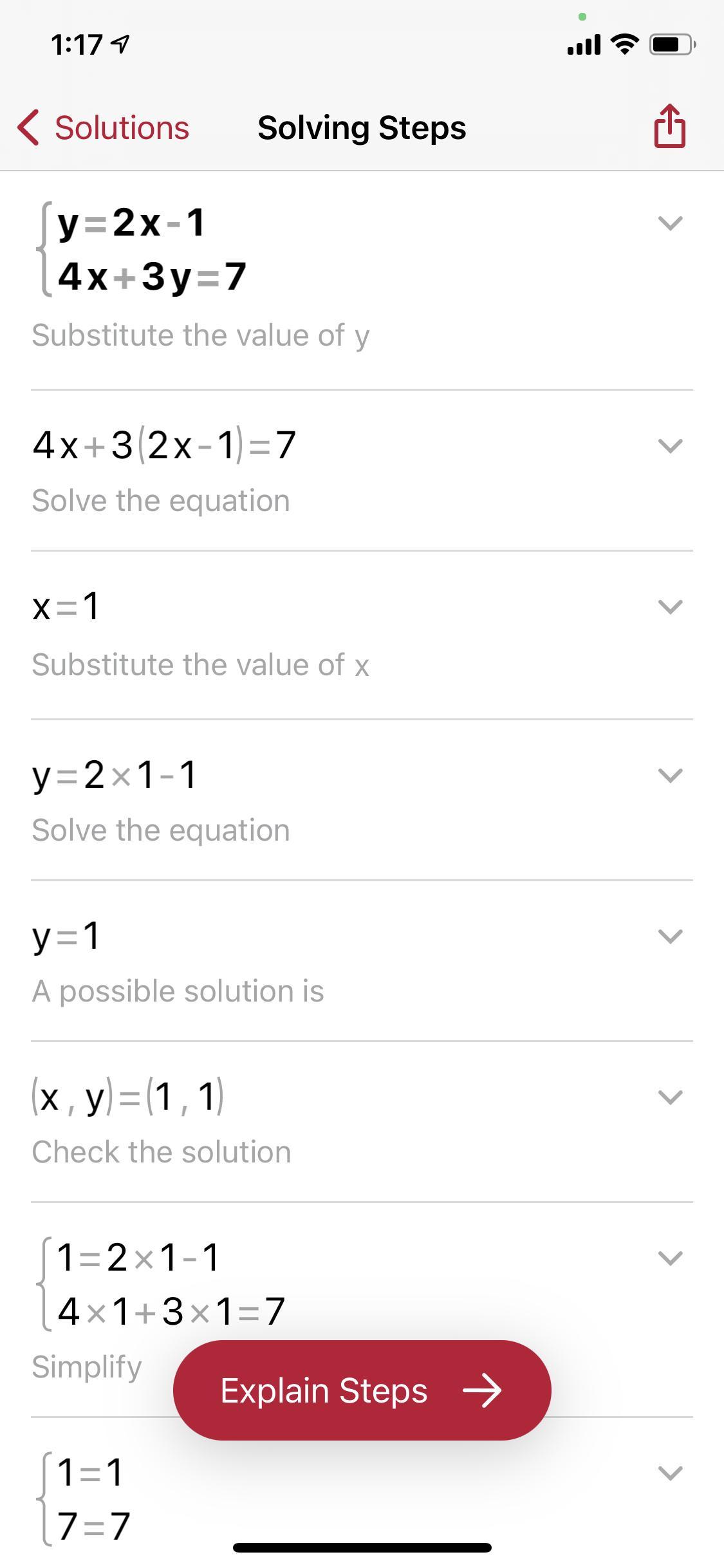 Solve The System UsingsubstitutionY = 2X 14x + 3y = 7