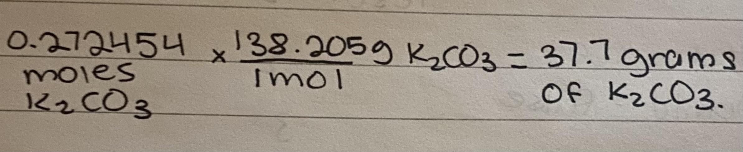 What Mass Of KCO, In Grams, Is Present In 0.273 L Of A 0.998 M Solution?