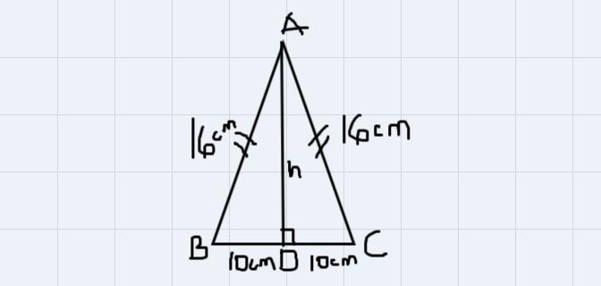 AC=AB=16cm.BC=20cm. How Do I Find The Height Of The Triangle?