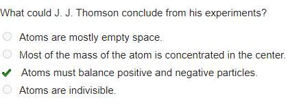 What Could J. J. Thomson Conclude From His Experiments? Atoms Are Mostly Empty Space. Most Of The Mass