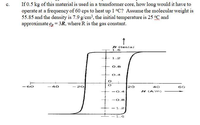 If 0.5 Kg Of This Material Is Used In A Transformer Core, How Long Would It Have To Operate At A Frequency