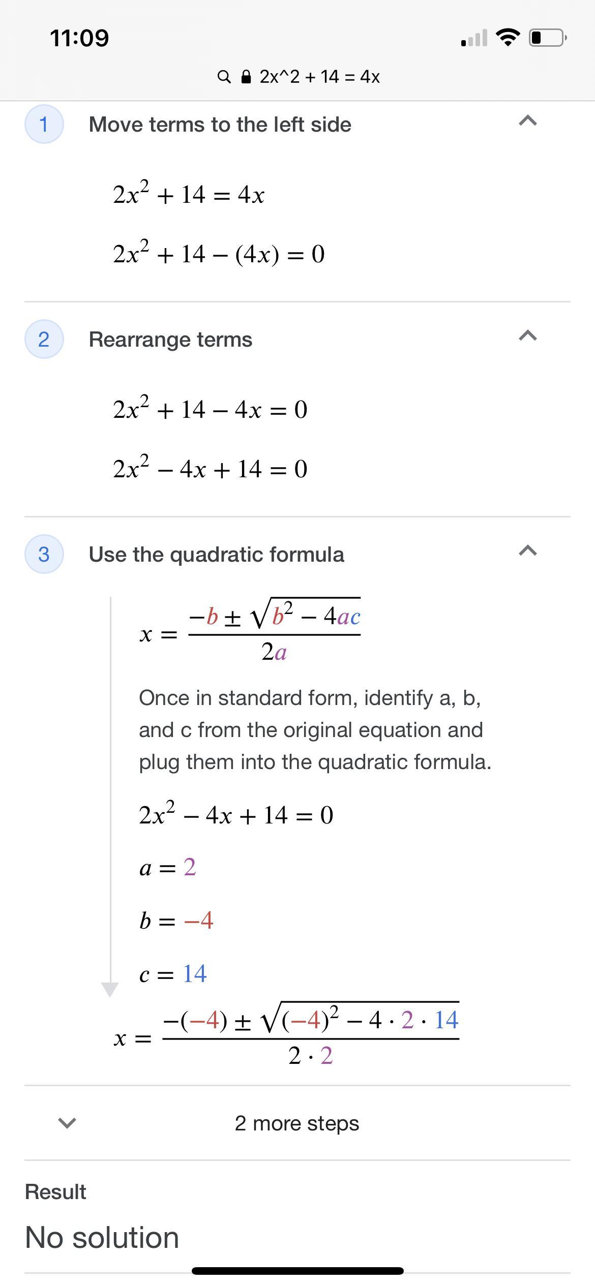 Solve By Completing The Square2x^2 + 14 = 4x