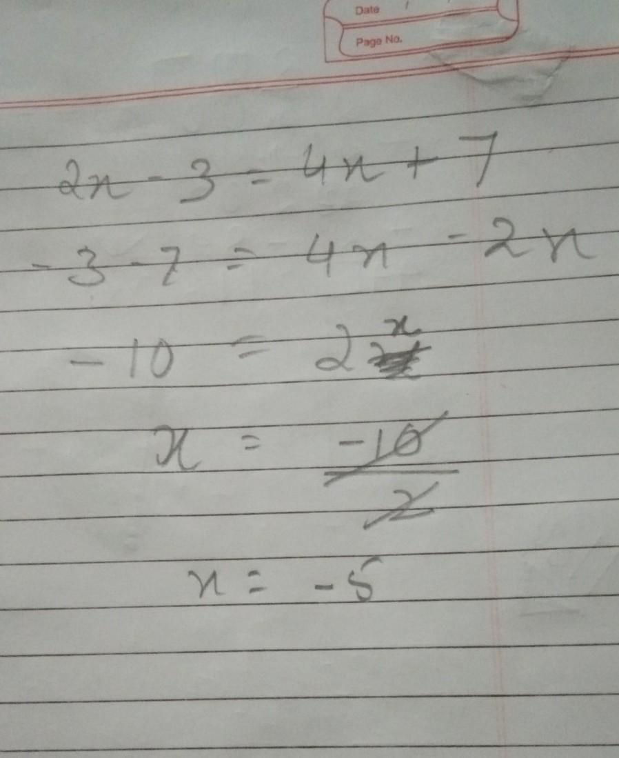 Three Less Than Two Times A Number Is Equal To 7 More Than Four Times The Number.