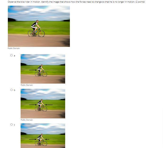 Observe The Bike Rider In Motion.Identify The Image That Shows How The Forces Would Appear When There