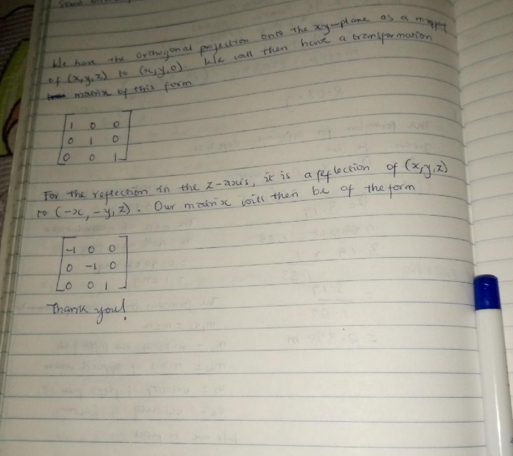 Find The Matrices Of The Following Linear Transformationsfrom R3 To R3.The Orthogonal Projection Onto