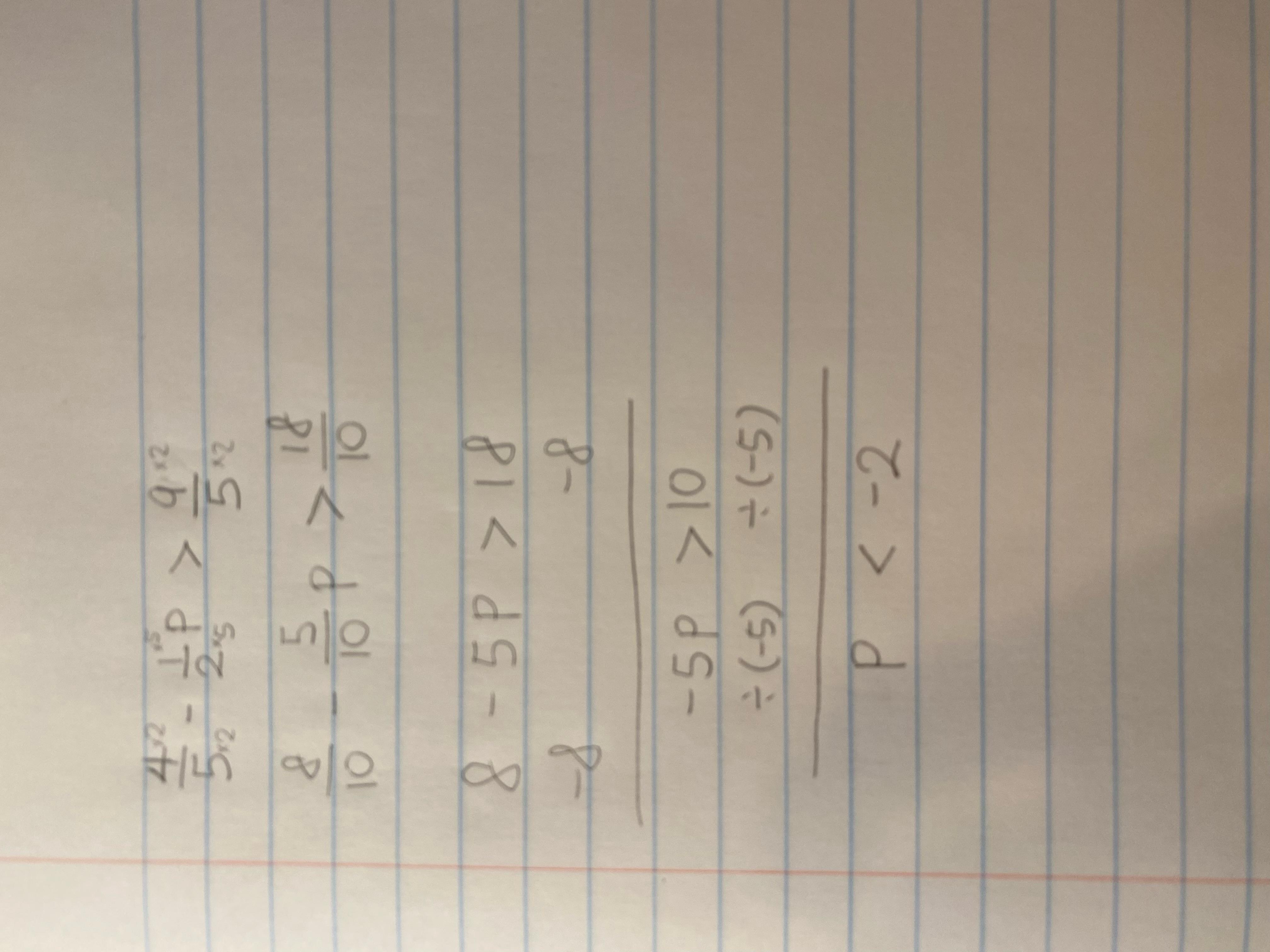 The Inequality 4/5-1/2p&gt;9/5 Is Givin. Solve The Inequality For P
