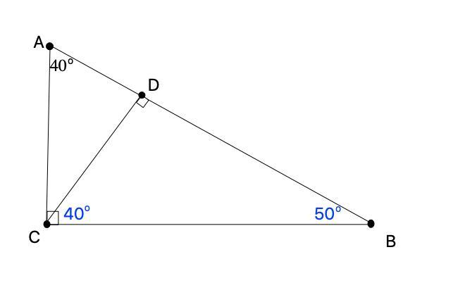 In ABC, MACB = 90, MA = 40, And D AB Such That CD Is Perpendicular To Side AB. Find MDBC And MBCD.