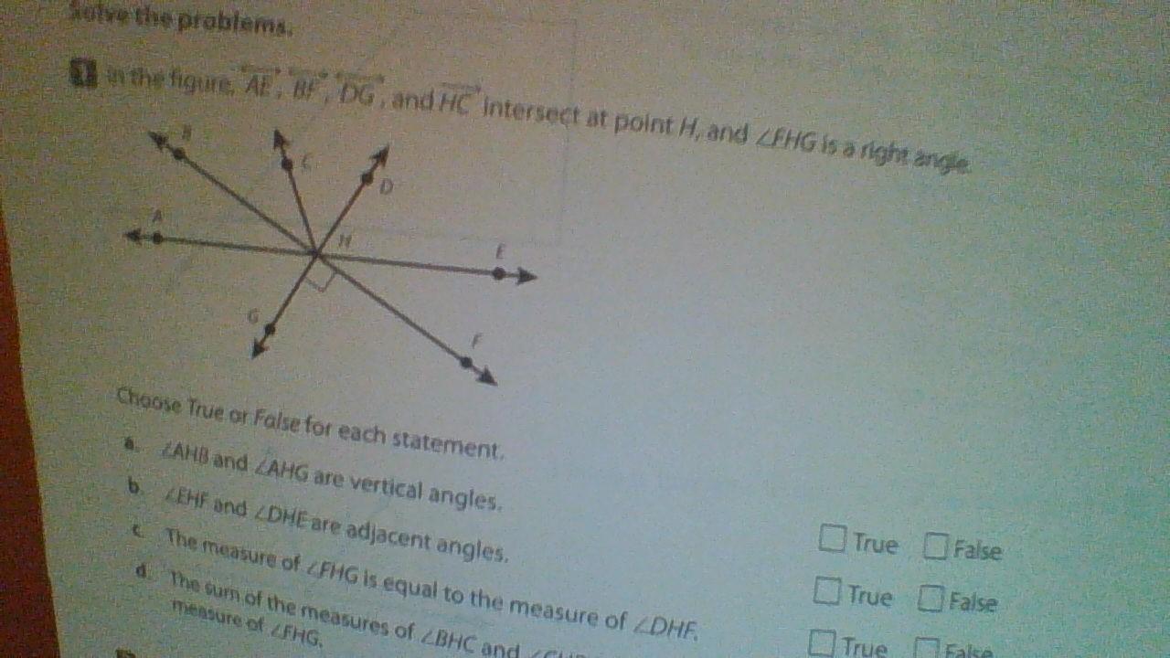 URGENT!!! I NEED HELP PLEASE!!In The Figure Intersect At Point H, And FHG Is A Right Angle. AE, BF, DG,