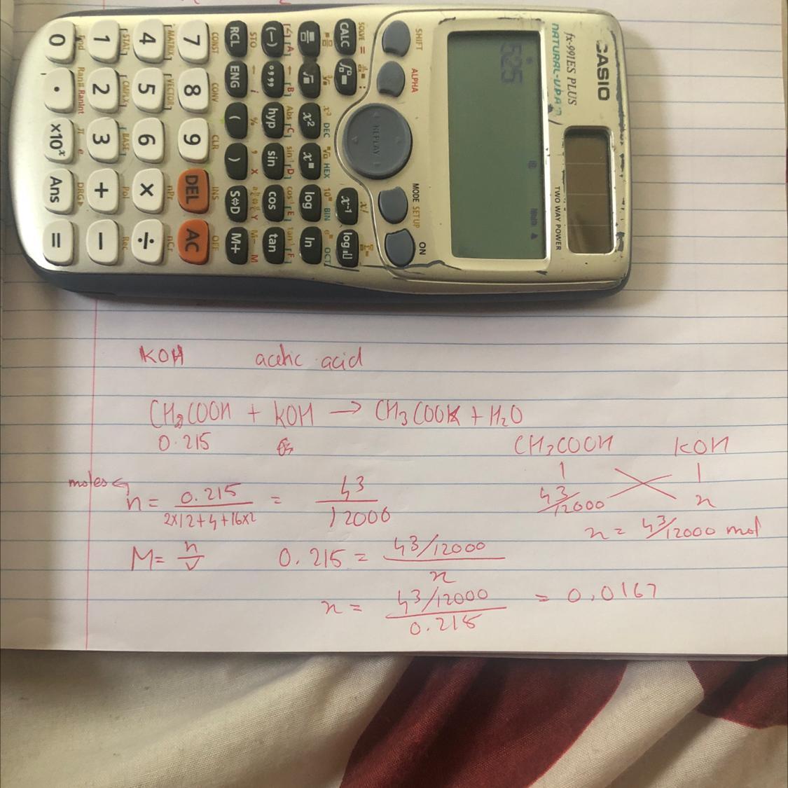 Calculate The Volume Of A 0.225M Solution Of KOH Required To React With 0.215g Of Acetic Acid.