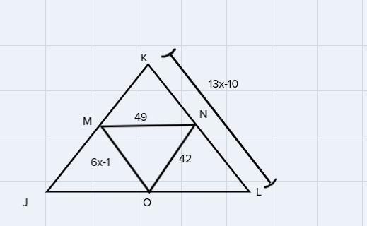 9. If MN, NO, And MO Are Midsegments, Find The Perimeter Of AJKL.K13x - 1049NI 6x-1 Zo42