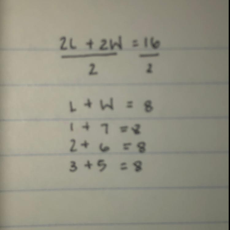 The Perimeter Of A Rectangle Is 16 Inches. The Equation That Represents The Perimeter Of The Rectangle