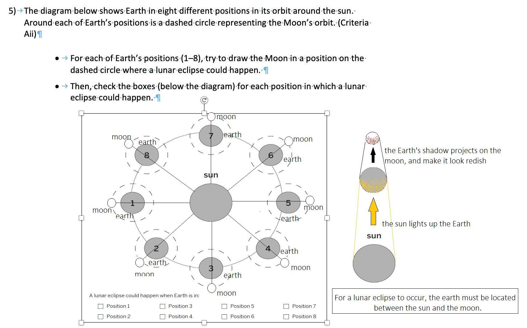 5) The Diagram Below Shows Earth In Eight Different Positions In Its Orbit Around The Sun. Around Each