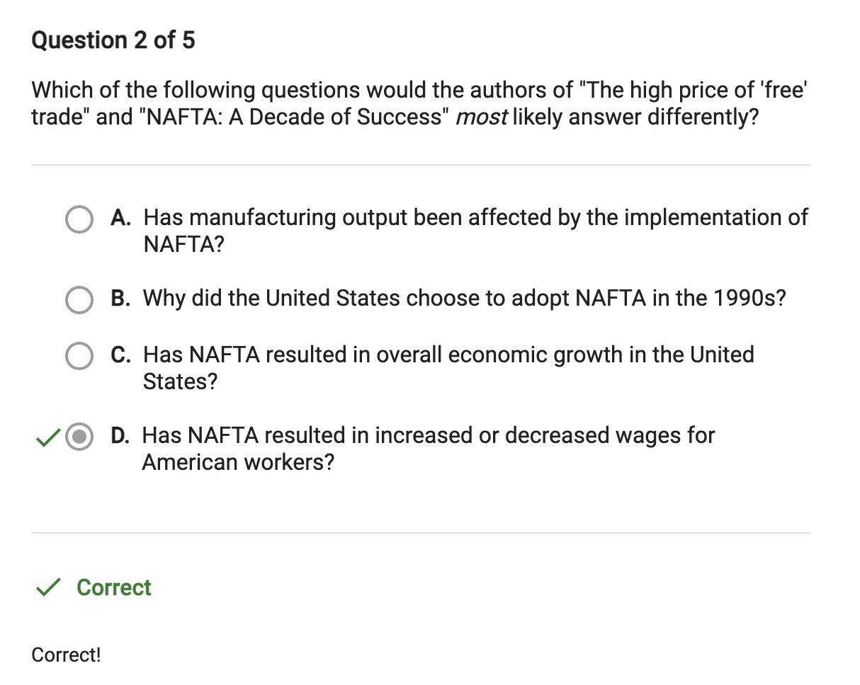 Which Of The Following Questions Would The Authors Of The High Price Of Free Trade And NAFTA: A Decade