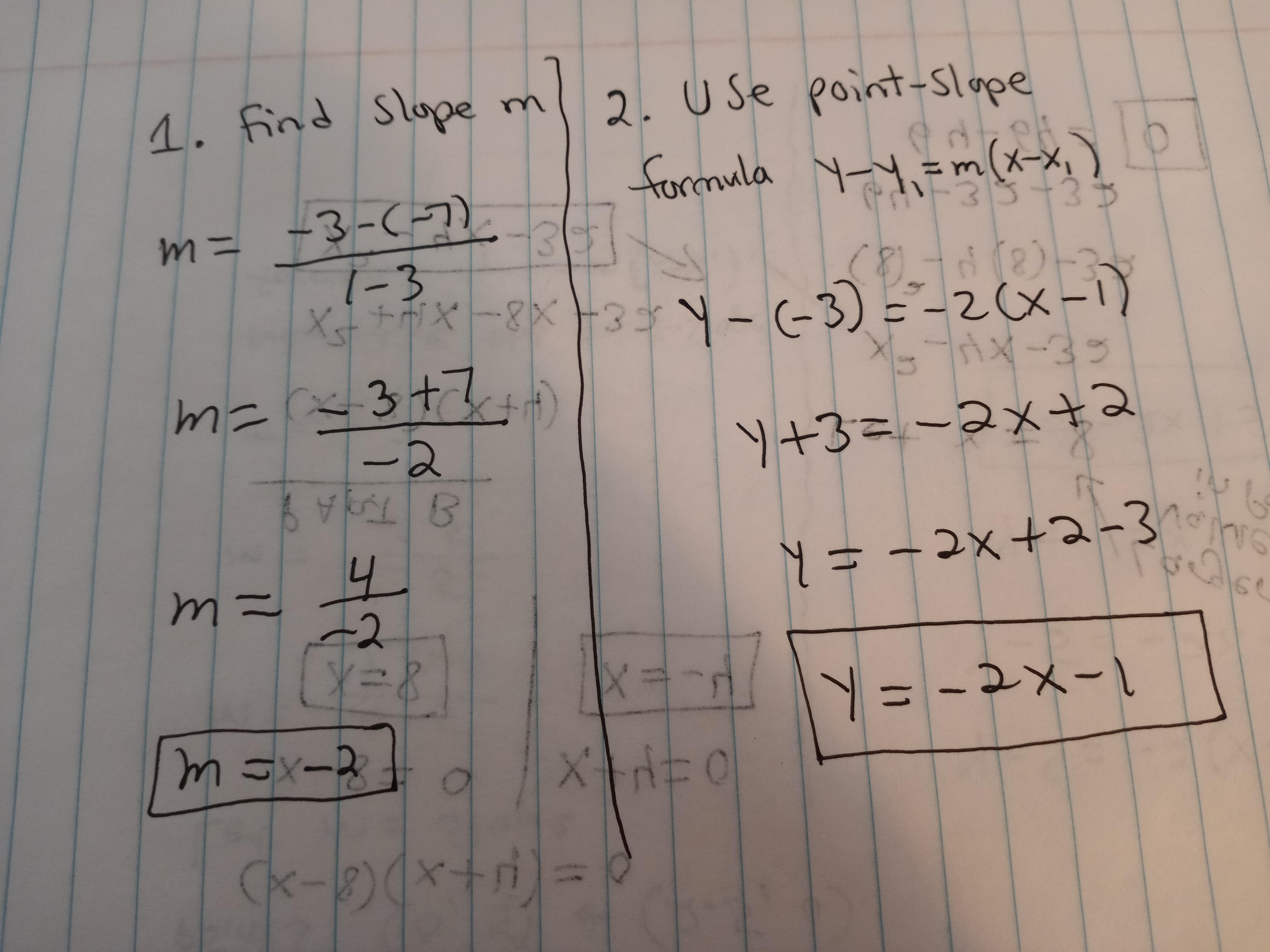 Find The Equation Of A Line That Passes Through The Points (1,-3) And (3,-7).Leave Your Answer In The