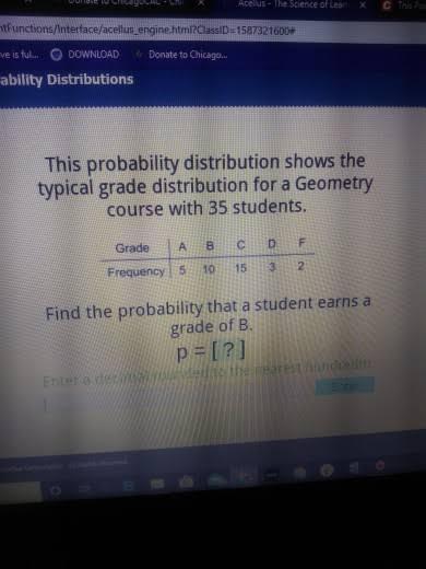 This Probability Distribution Shows The Typical Grade Distribution For A Geometry Course With 35 Students.