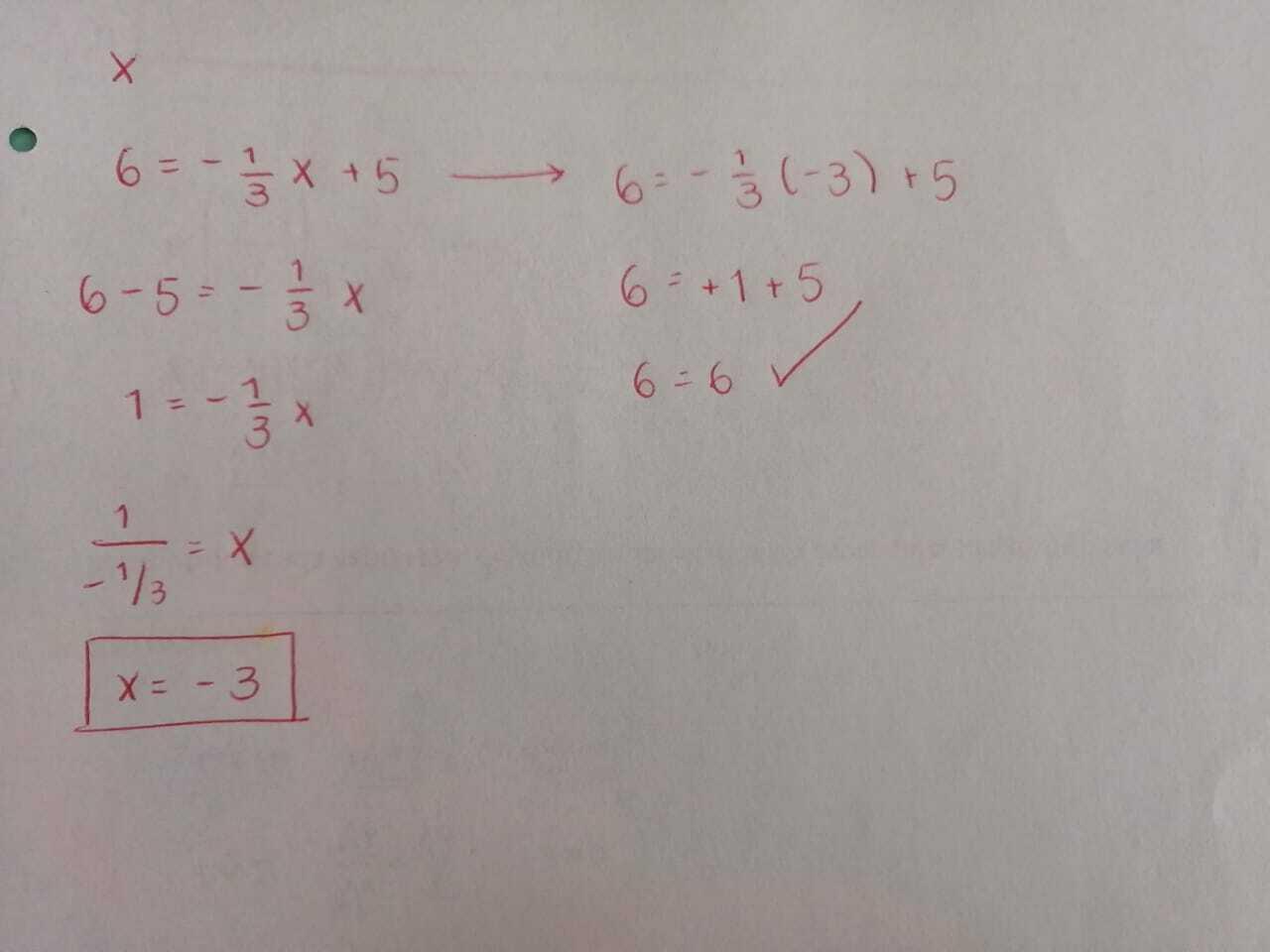 Match The Equation With Its Corresponding Solution For X. 6= -1/3x+5