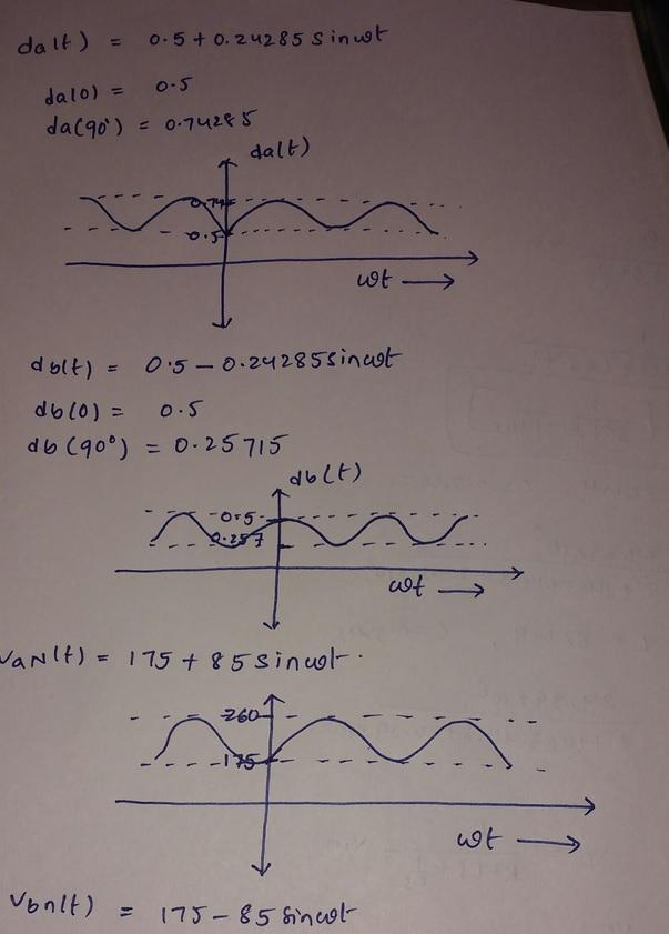 In A 1-phase UPS, Vd = 350 V, Vo(t) = 170 Sin(2 * 60t) V, And Io(t) = 10 Sin(2 * 60t - 30) A.Calculate