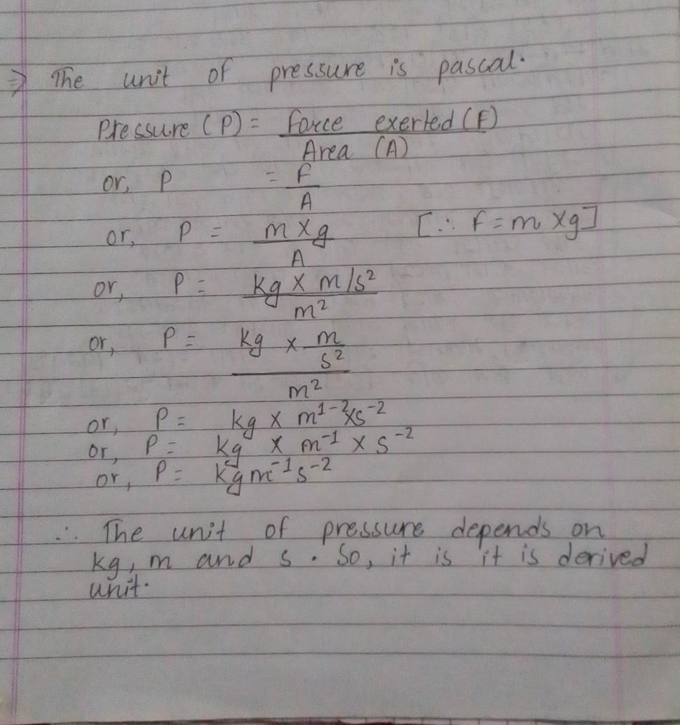 The Unit Of Pressure Is Derived Unit, Why?