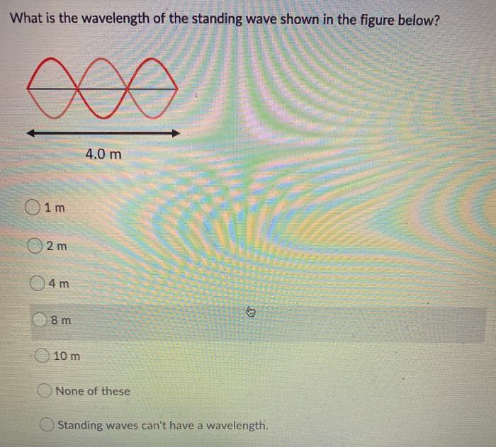 What Is The Wavelength Of The Standing Wave?Choose 1 Answer: