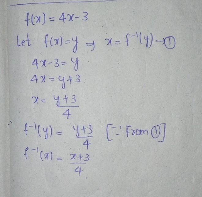 (hi Can Someone Help Me With This?) If F(x) = 4x - 3, What Is F(x)^-1? A.) X/4 + 3 B.) X + 3/ 4c.) 3