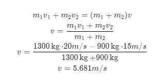 A 1300 Kg Car Moving At 20 M/s And A 900 Kg Car Moving At 15 M/s In Precisely Oppositedirections Participate