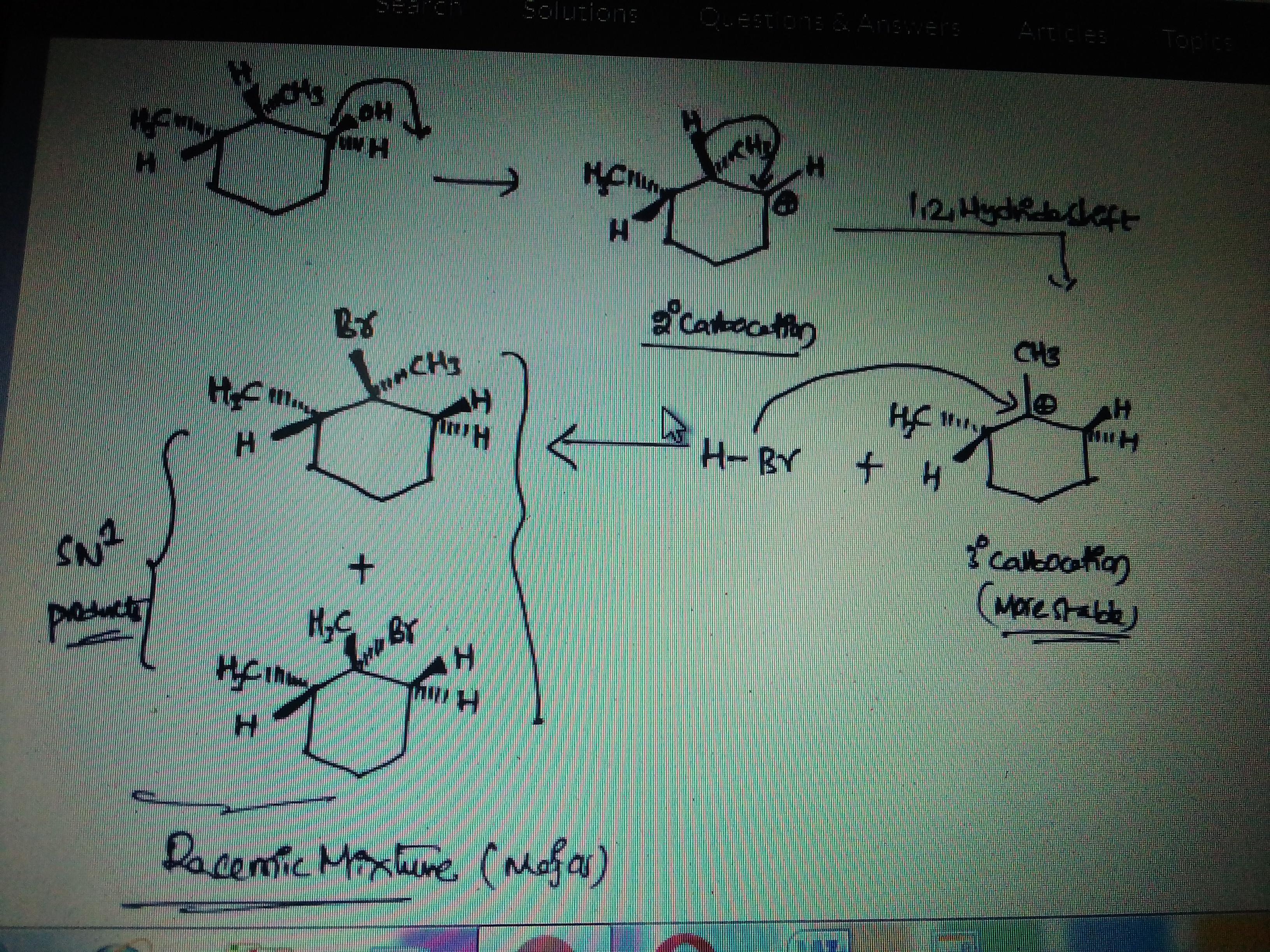 This Molecule Undergoes A Substitution Reaction Through An SN1 Pathway When Warmed And Stirred With HBr.