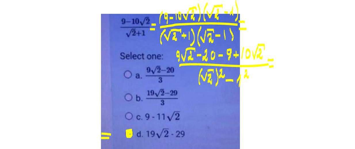 Rationalize The Denominator.9-10/2V2+1