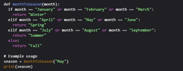 Do This Run This Program To See How It Works. Write The Code For The Monthtoseason() Function, Using