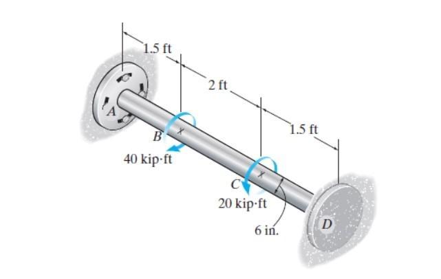 5-81 The Shaft Is Made Of A-36 Steel And Is Fixed At End D, While End A Is Allowed To Rotate 0.005 Rad