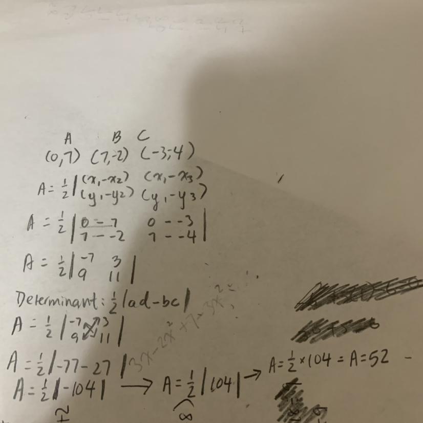 Find The Area, In Square Units, Of ABC Plotted Below.A(0,7)B(7,-2)D(2, -3)C(-3,-4)