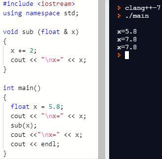 What Is Output?a Include &lt;iostreom.h&gt;void Sub (float &amp; X){ X + =2;cout &lt;&lt;" \nx="&lt;&lt;x;}void