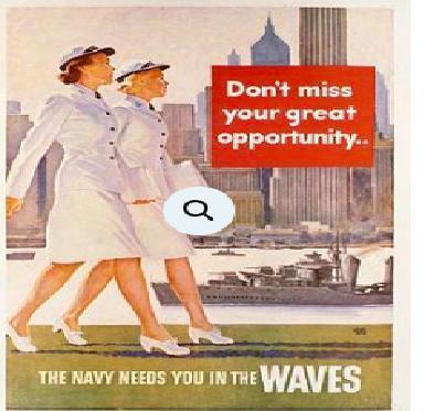 Look At The Poster. Poster From The Us Navy For Women Volunteers. The Contrast Of The White Print On
