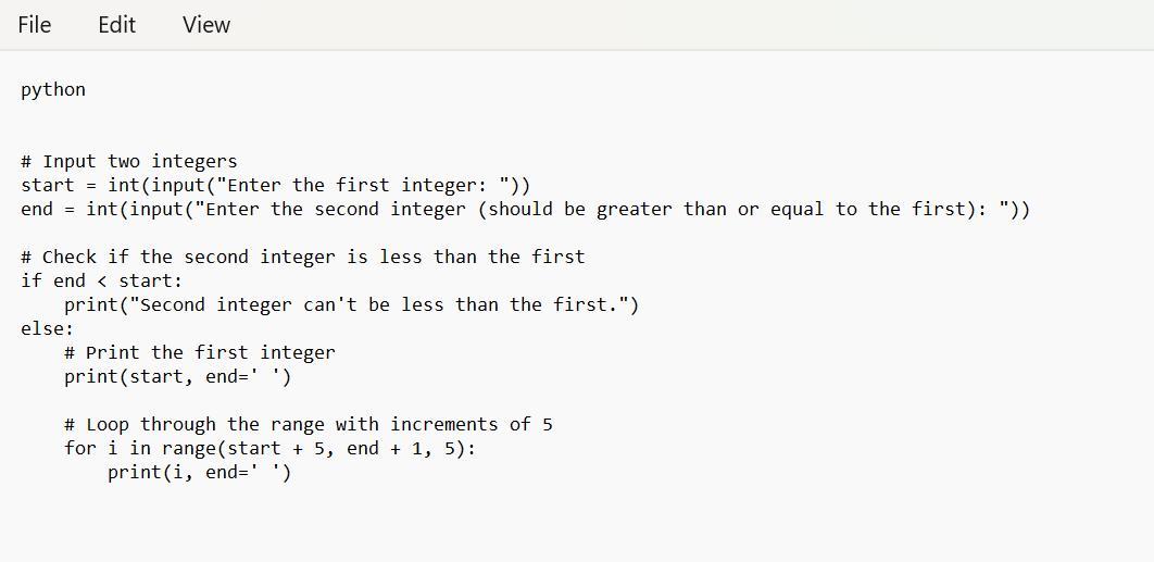 6. 17 LAB: Output Range With Increment Of 5 Write A Program To Simulate How A For Loop Works With The