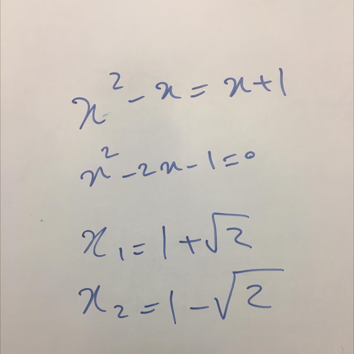 Write Down The X-coordinate Of The Point Where Y=x2-x And Y=x+1 Cross