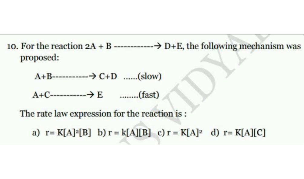 3. For The Reaction 2a B ---&gt; C D (stoichiometric), The Following Mechanism Is Proposed: Step 1: A