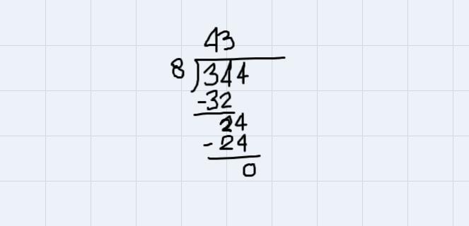 What Is The Result When You Divide 3.44 By 0.08A. 31 B. 43 C. 57D. 66