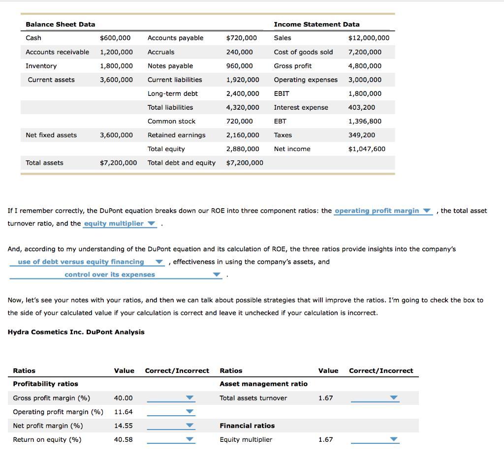 Balance Sheet Data Income Statement Data Cash $600,000 Accounts Payable $720,000 Sales $12,000,000 Accounts