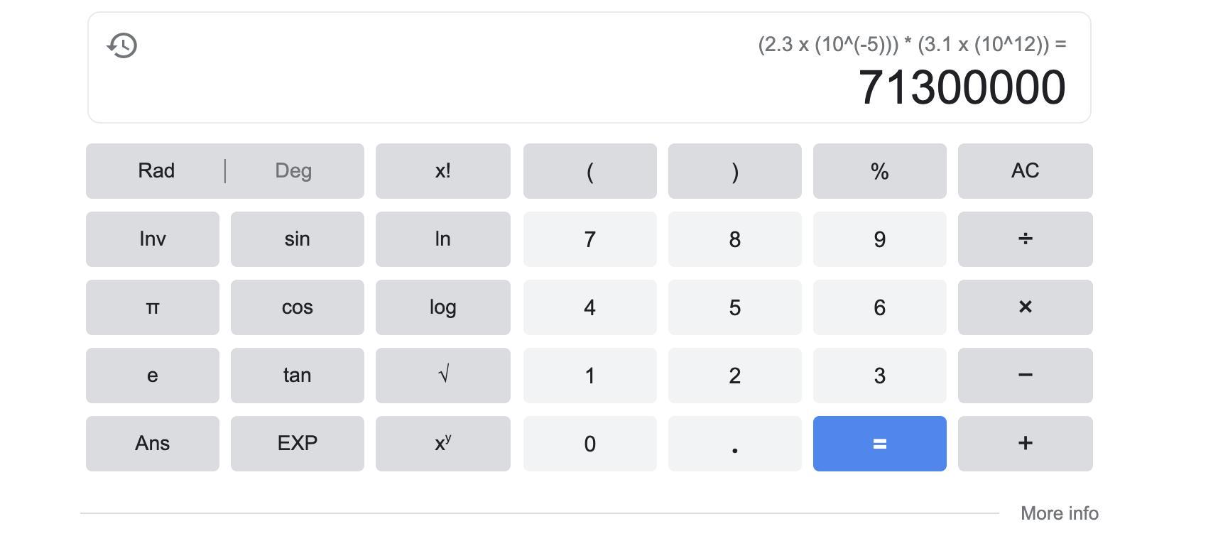 Multiply (2.3 X 10^-5) (3.1 X 10^12