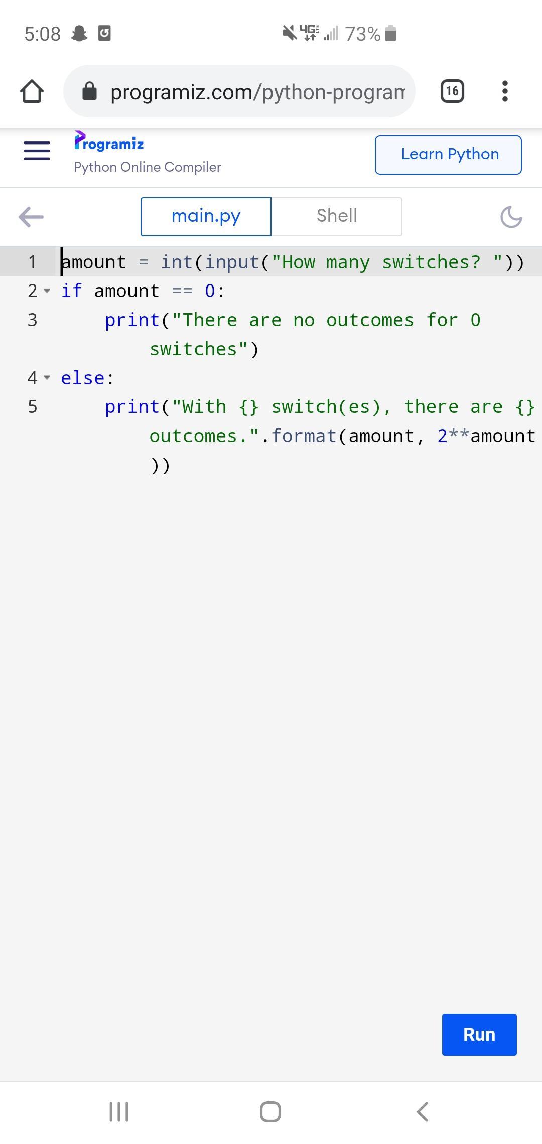 How To Create A Code In Pyton To Ask The User To Enter The Number Of Switches And Calculate The Possible