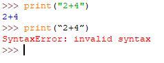 What Is The Result When You Run The Following Line Of Code After A Prompt &gt;&gt;&gt;print(2+4)