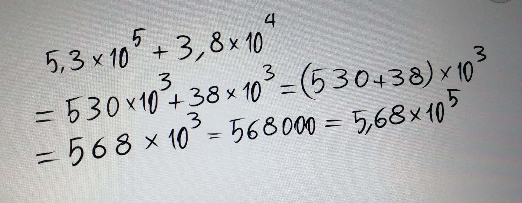 What Is The Sum To 5.3x10^5 And 3.8x10^4 Pls Help