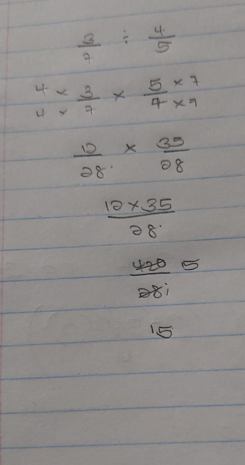 Perform The Operation And Write The Answer Fully 3/7 / 4/5