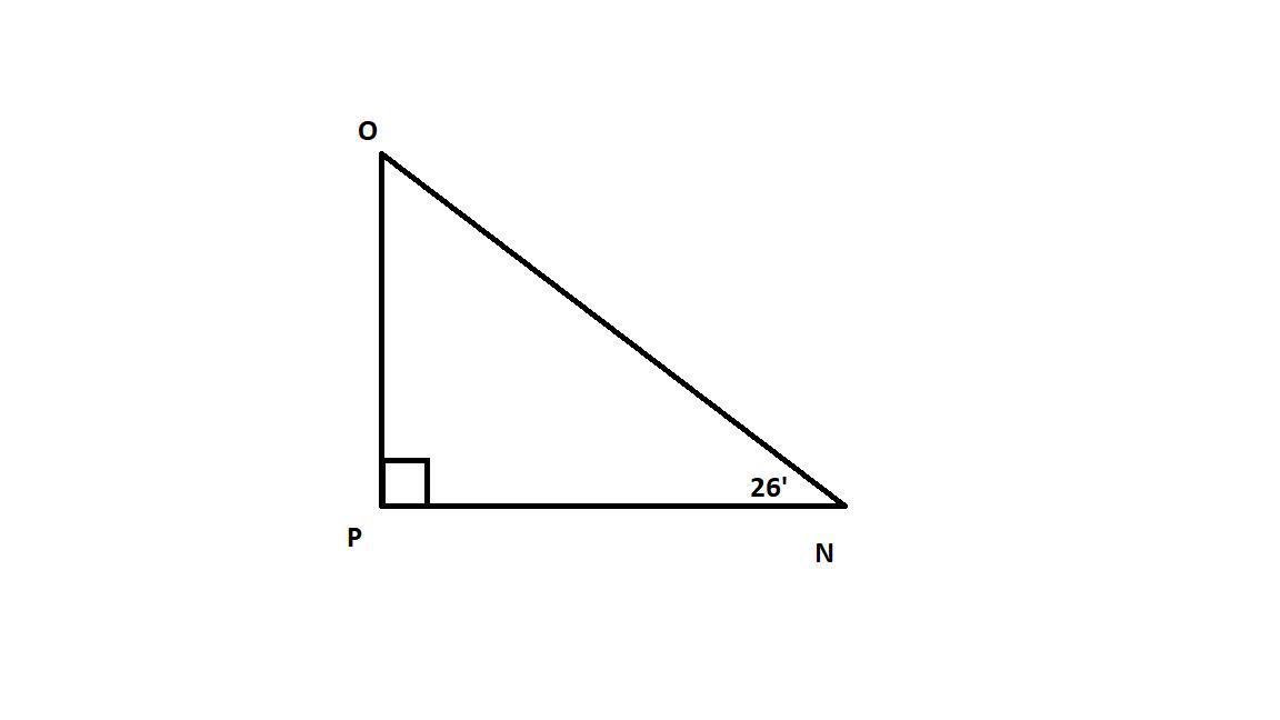 In ANOP, The Measure Of ZP=90, The Measure Of ZN=26, And OP = 13 Feet. Findthe Length Of PN To The Nearest