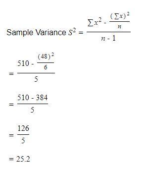 Calculate The Value Of The Sample Variance. Round Your Answer To One Decimal Place