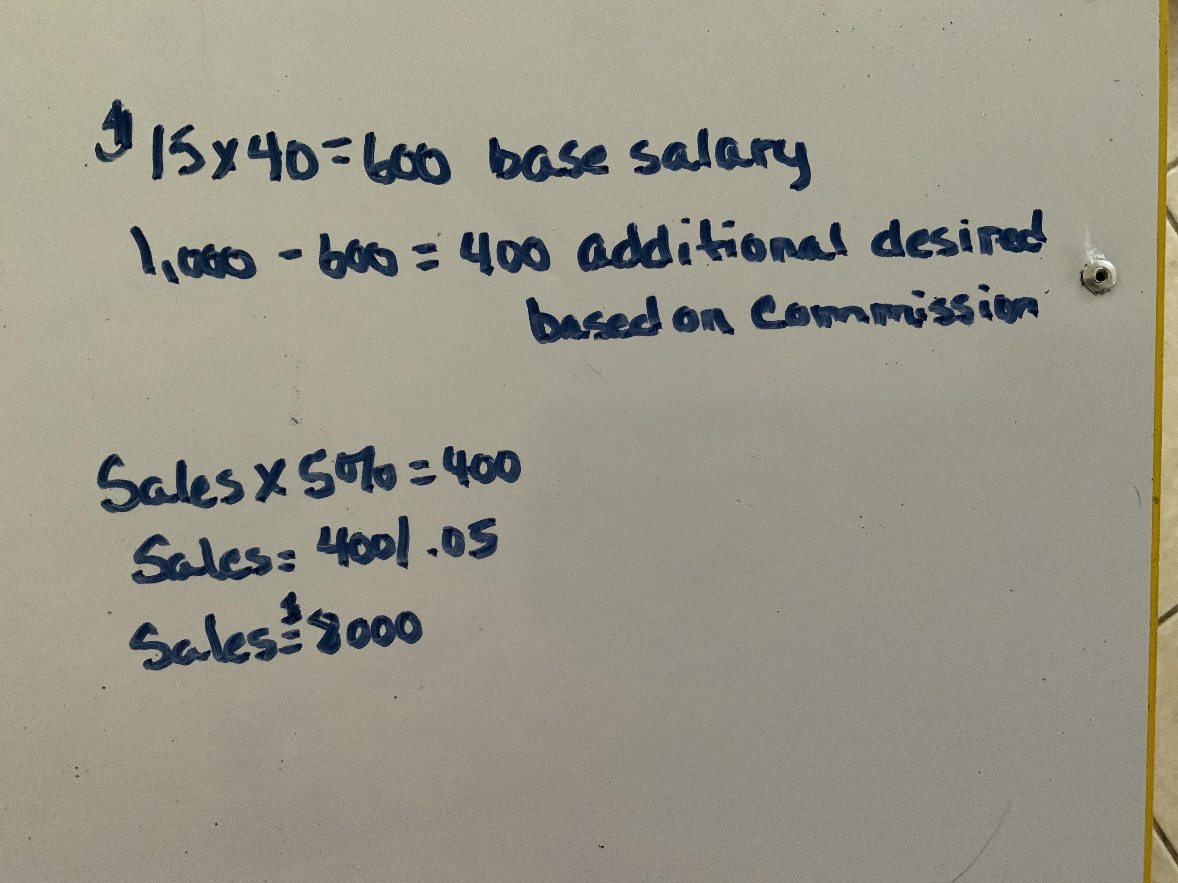 Jack Is Selling Used Computers. He Is Paid $15/h Plus A 5% Commission On Sales. What Dollar Amount Of
