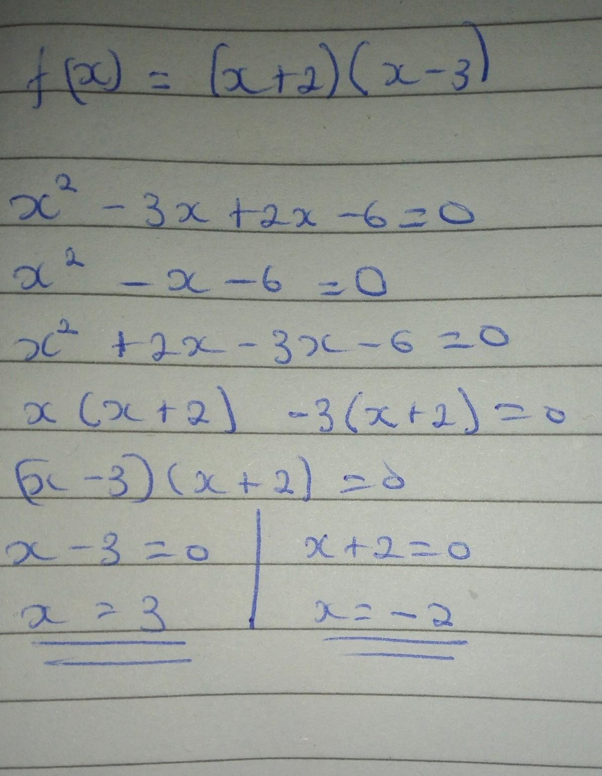 The Graph Of The Function F(x)=ax^2+bx+c Is Given Below Could The Factor Of F(x) Be ( X + 2) (x - 3)?