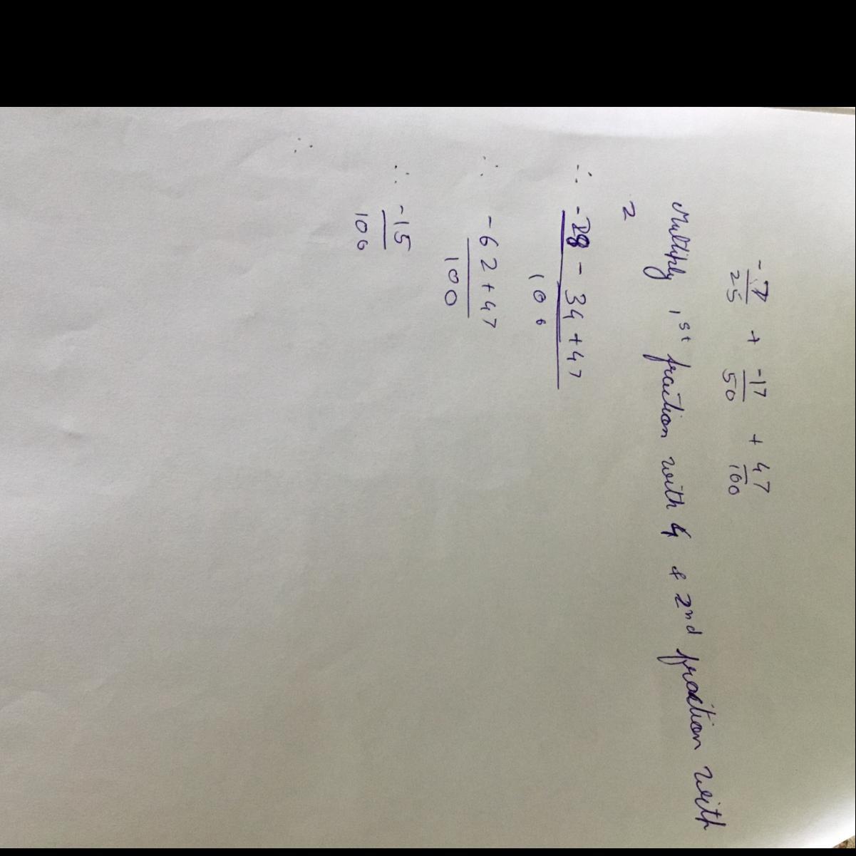 Simplify The Following Using The Properties Of Addition. -7/25 + -17/50 + 47/100