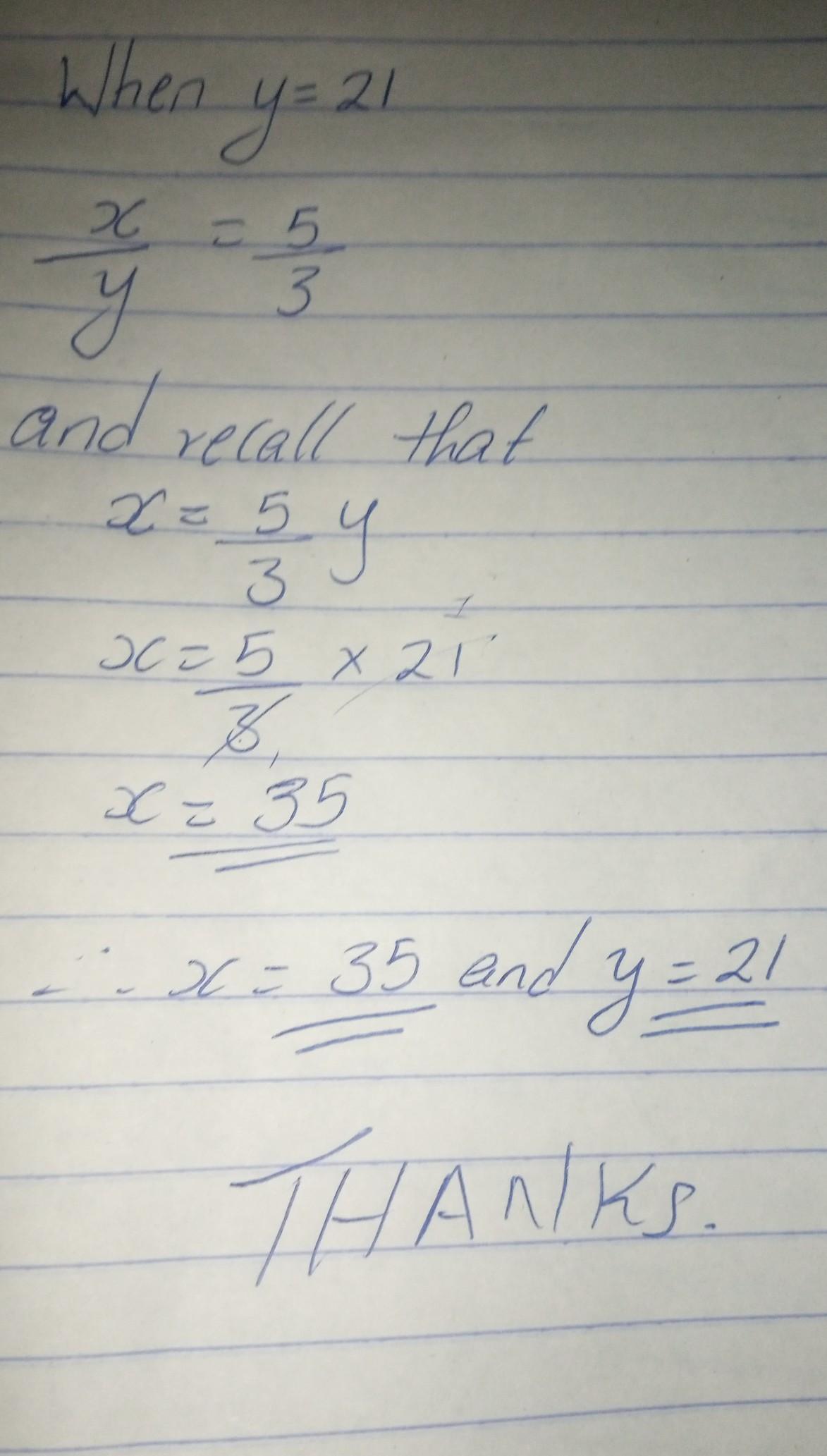X : Y = 5 : 3andx + Y = 56Work Out The Value Of X - Y