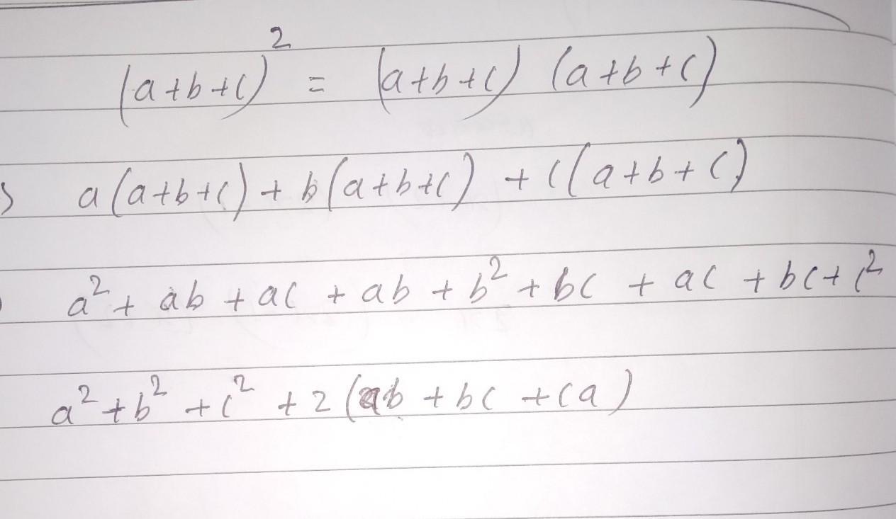 Which Of The Following Is The Square Of (a + B + C)?help.